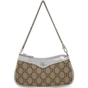 Gucci Ophidia Mini GG Canvas Shoulder Bag Beige Silver Leather Chain Strap BNIB